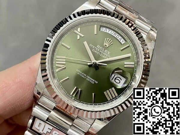 z5492569296349 7bb0bfe2381b014df70760e8ad75ff60 Rolex Day Date 40 m228236-0008 Quadrante Verde 1:1 Edizione Migliore Versione Contrappeso 183 Grammi QF Fabbrica