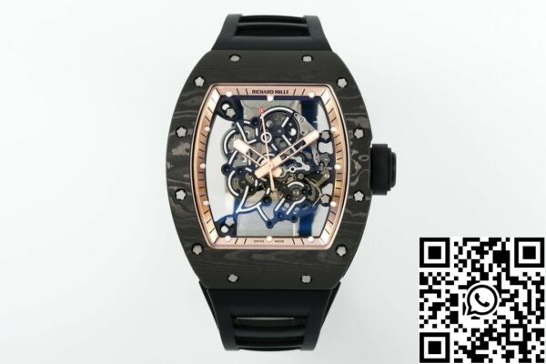 z5568786286327 b9703286d77daab94c7b46e099b7f151 RICHARD MILLE RM055 ZF 2024 1:1 Best Edition Koperta z włókna węglowego Tarcza w kolorze różowego złota