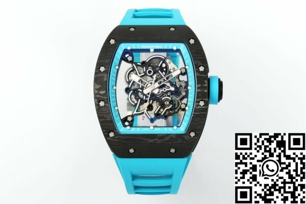 z5568788388852 797da5c6de95c437440f656c6fdb07e8 RICHARD MILLE RM055 ZF 2024 1:1 Best Edition Caja de fibra de carbono Correa turquesa