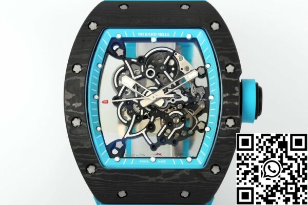 z5568788473405 5a5237c45e1011249b083f4e8b3d24c1 RICHARD MILLE RM055 ZF 2024 1:1 Cea mai bună ediție Carcasă din fibră de carbon curea turcoaz