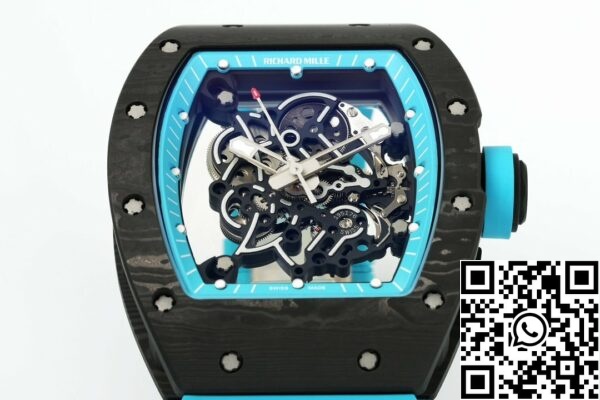 z5568788556127 0abbbd4b228508dee3dcb3b6c9df7a39 RICHARD MILLE RM055 ZF 2024 1:1 Cea mai bună ediție Carcasă din fibră de carbon curea turcoaz