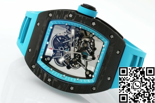 z5568788808492 ab6615c7ff41b325035df1df58269074 RICHARD MILLE RM055 ZF 2024 1:1 Best Edition Cassa in fibra di carbonio Cinturino turchese