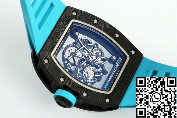 z5568789185476 c0d8dcfbb3828c2d5a2f516ac85b00ce RICHARD MILLE RM055 ZF 2024 1:1 Cea mai bună ediție Carcasă din fibră de carbon curea turcoaz