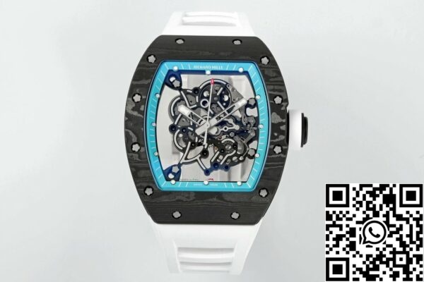 z5568789478975 e25a5005bf6da940bffea7cfaf2559fc RICHARD MILLE RM055 ZF 2024 1:1 Najboljša izdaja Ohišje iz ogljikovih vlaken turkizna Številka