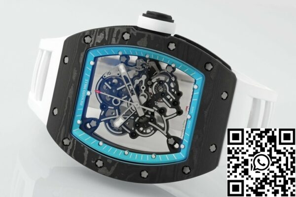 z5568790065012 edd0442cf62d20d00355b7c426fd17a0 RICHARD MILLE RM055 ZF 2024 1:1 Best Edition Koperta z włókna węglowego Turkusowa Tarcza