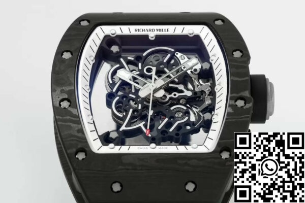 z5568791778226 bc442fa759bb2c1a0bb887d45a8e33ca RICHARD MILLE RM055 ZF 2024 1:1 Best Edition Caixa em fibra de carbono Mostrador branco