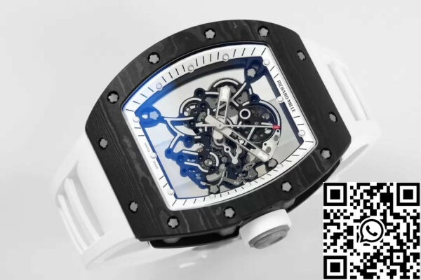 z5568792941631 bf472db65d828af6a159e6476e4dea58 edd8034a a09f 4e97 b307 a813b617058a RICHARD MILLE RM055 ZF 2024 1:1 Best Edition Корпус от въглеродни влакна Бяла каишка