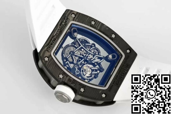 z5568793358377 6d467534236eaa94de86d26f993dd1c9 7ed979ee cd52 4a21 bb37 665386db760b RICHARD MILLE RM055 ZF 2024 1:1 Best Edition Cassa in fibra di carbonio Cinturino bianco