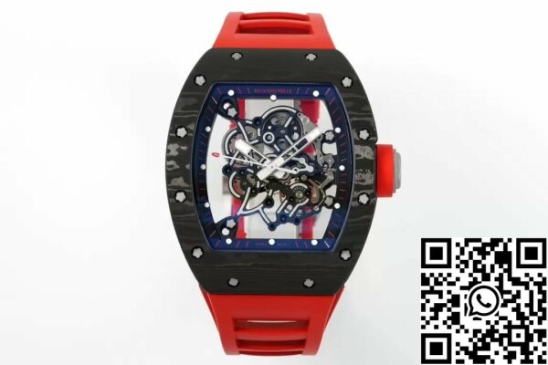 z5568793647718 e6877b1aac1822d42d12ed98b5ff9184 RICHARD MILLE RM055 ZF 2024 1:1 Best Edition Koolstofvezel Kast Rode Band