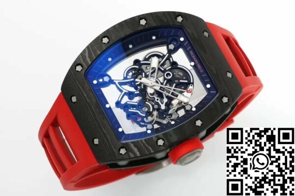 z5568794347865 d71a1846c4c569279d5d0748a0a0a16a05 RICHARD MILLE RM055 ZF 2024 1:1 Best Edition szénszálas tok piros szíjjal