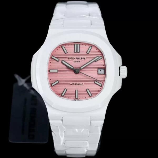 z5569288249019 4afd413ec0454e7cf0c5a31bc783267a [AET zmodyfikowany] Patek Philippe Nautilus 5711 Ceramic Pink Dial 1:1 Best Edition