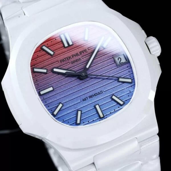 z5569292617463 5e567750611bb518b747869e5221eab5 [AET modificado] Patek Philippe Nautilus 5711 Mostrador em cerâmica gradiente sunset 1:1 Best Edition