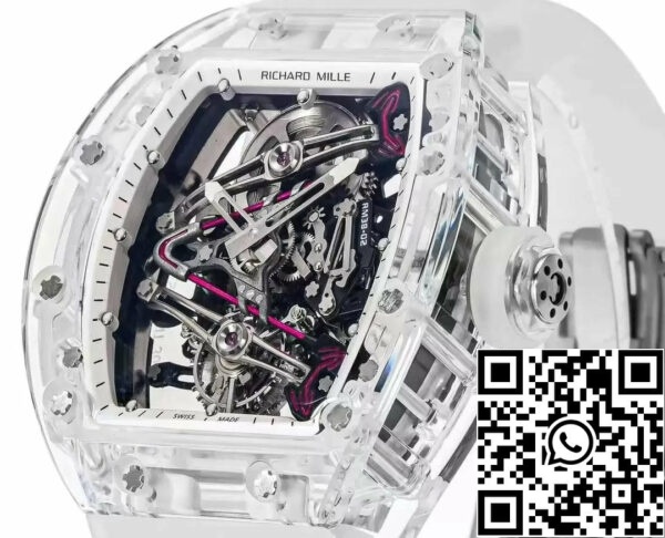 z5570598380611 918e710c70a488454128aff0f332242a Mouvement Tourbillon Richard Mille RM38-02 1:1 Meilleure édition Bracelet en caoutchouc transparent RM Factory