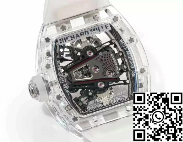 z5570598901566 890ef67294488ea5991b6fd55d0d8636 Richard Mille RM38-02 Tourbillon óramű 1:1 Best Edition RM Factory átlátszó gumipántos óraszíj