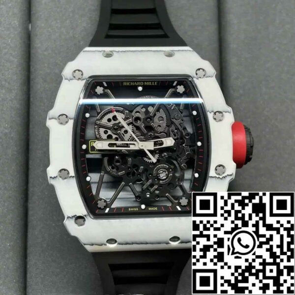 z5578250361259 d9bd8661e22a9bdd22f47ba611182f25 Richard Mille RM35-01 Sonic Factory 1:1 Best Edition Weiß Carbon NTPT Schwarzes Gummiband