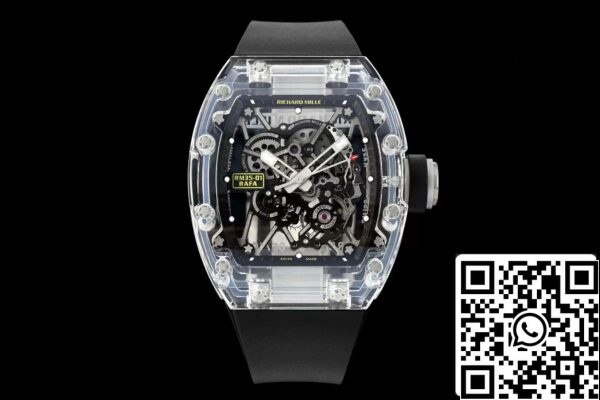 z5578257055164 5407b6aa7c0de08cd4332d7990165a8f Richard Mille RM35-01 Sonic Factory 1:1 Best Edition koperta Saphire czarny gumowy pasek