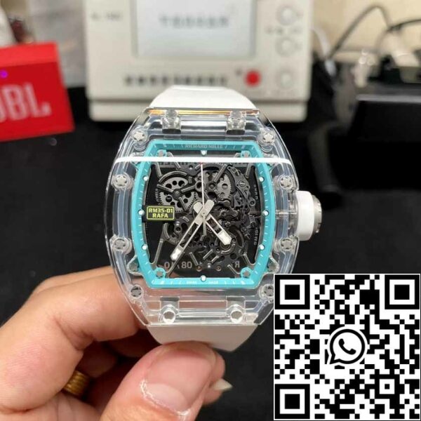 z5578261700301 772858b5e5af83206b5981b7087d7205 Richard Mille RM35-01 Sonic Factory 1:1 Best Edition Saphire tok Fehér gumi szíj