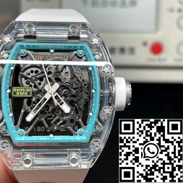 z5578262110183 8d7971c725979379575506a0ebd71ff0 Richard Mille RM35-01 Sonic Factory 1:1 Best Edition Saphire-kasse Hvid gummirem