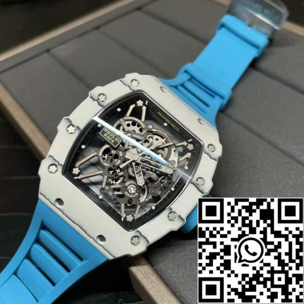 z5578265063495 c7874e748cb0a9fe700930753a08310d Richard Mille RM35-01 Sonic Factory 1:1 Best Edition White Carbon NTPT Blue Rubber Strap