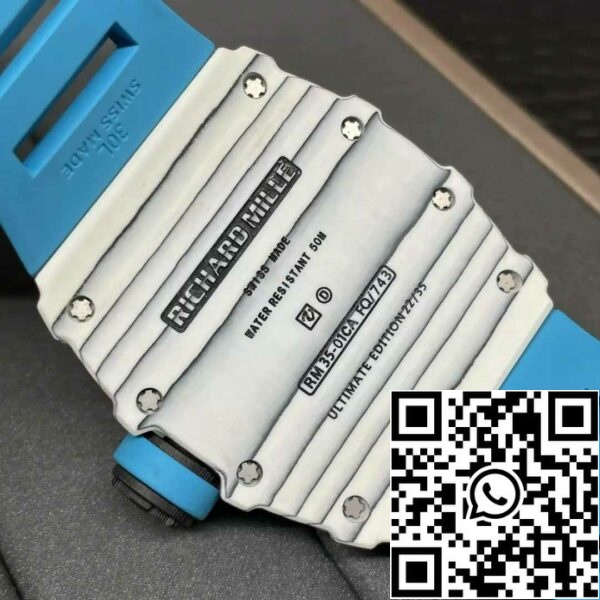 z5578265604347 d52a248d19e6c870ddfb4deb92bdb55b Richard Mille RM35-01 Sonic Factory 1:1 Best Edition White Carbon NTPT Blue Rubber Strap