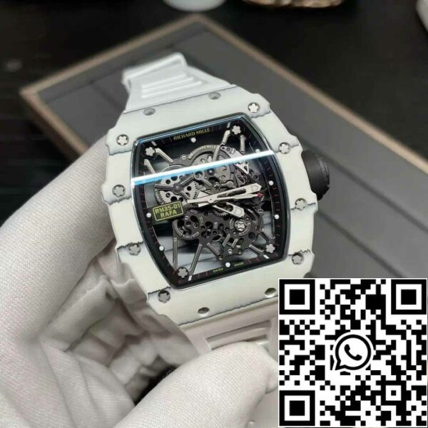 z5578268209942 d0c7d92c79d27fe4ccc7e2dab997edb7 Richard Mille RM35-01 Sonic Factory 1:1 Best Edition White Carbon NTPT White Rubber Strap