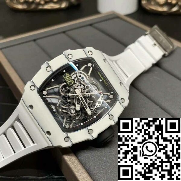 z5578268541311 baa738bfee1d1018c9e4a3235d80e185 Richard Mille RM35-01 Sonic Factory 1:1 Best Edition White Carbon NTPT White Rubber Strap