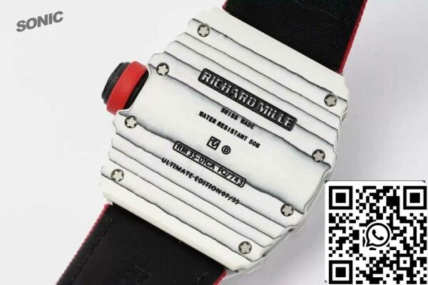 z5578270622381 14069c67d093c9ffb267054a09a1996f Richard Mille RM35-01 Sonic Factory 1:1 Best Edition White Carbon NTPT Red Velcro Strap