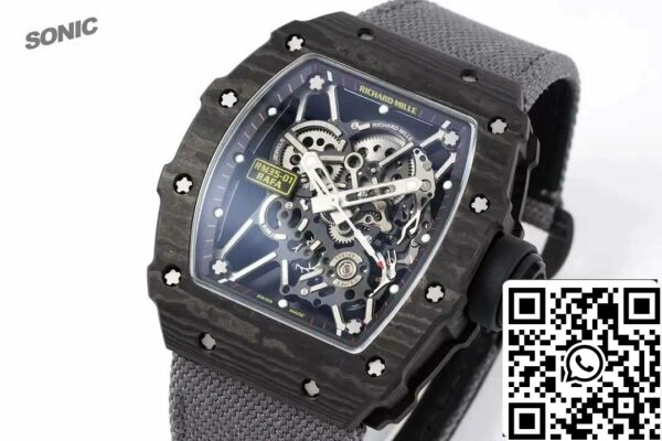 z5578271376502 70ca8d6a9ae176daeadd01c5aa02970b Richard Mille RM35-01 Sonic Factory 1:1 Best Edition White Carbon NTPT Grey Velcro Strap