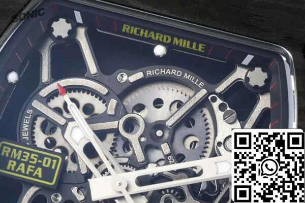 z5578271701167 e46d69501bba28fbea7e8c6ceb294bbf Richard Mille RM35-01 Sonic Factory 1:1 Best Edition Blanco Carbono NTPT Gris Correa de velcro