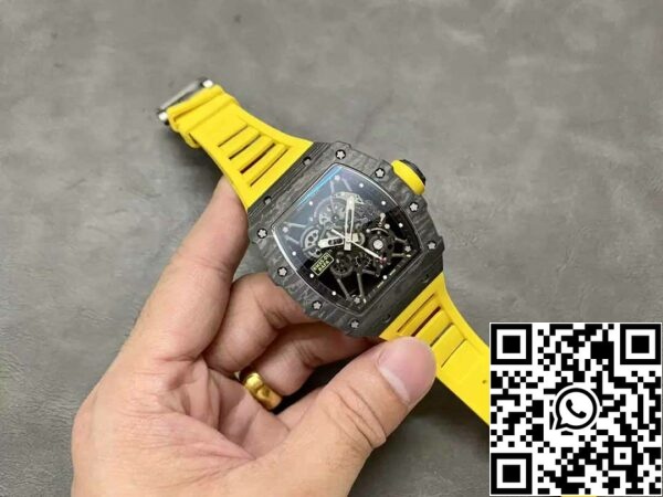 z5578284865650 d84a7ab0108a4948d2dddd83ed028fcd Richard Mille RM35-01 Sonic Factory 1:1 Best Edition Black Carbon NTPT Yellow Rubber Strap