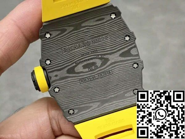 z5578285472462 5225bd1fc2a8e4ea6ca55597a1377d1e Richard Mille RM35-01 Sonic Factory 1:1 Best Edition Black Carbon NTPT Yellow Rubber Strap