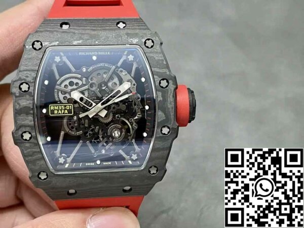 z5578286104346 abf0f8d999ec259ea576f1aa3e69b11d Richard Mille RM35-01 Sonic Factory 1:1 Best Edition Black Carbon NTPT Red Rubber Strap Fekete karbon NTPT Piros gumiszíj