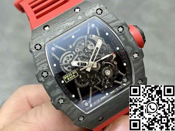 z5578286325046 403c91807377b50c2d90594e2b343ec3 Richard Mille RM35-01 Sonic Factory 1:1 Best Edition Black Carbon NTPT Red Rubber Strap Fekete karbon NTPT Piros gumiszíj