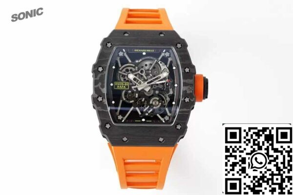 z5578288040175 8850214d17cf1b800d6a589625d68684 Richard Mille RM35-01 Sonic Factory 1:1 Best Edition Musta Carbon NTPT Oranssi kumiranneke