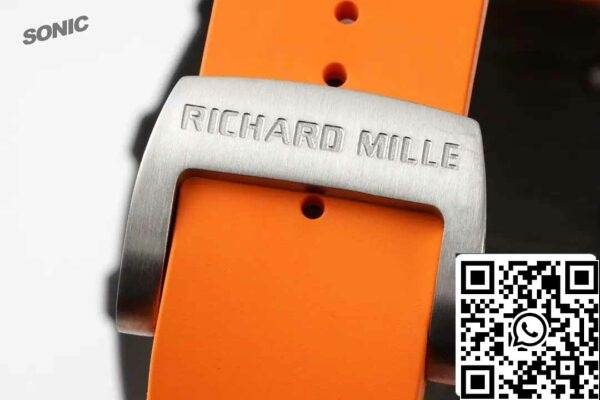 z5578289281368 6fd917ad5314b147ea4f1e5fdbb00558 Richard Mille RM35-01 Sonic Factory 1:1 Best Edition Black Carbon NTPT Orange Rubber Strap