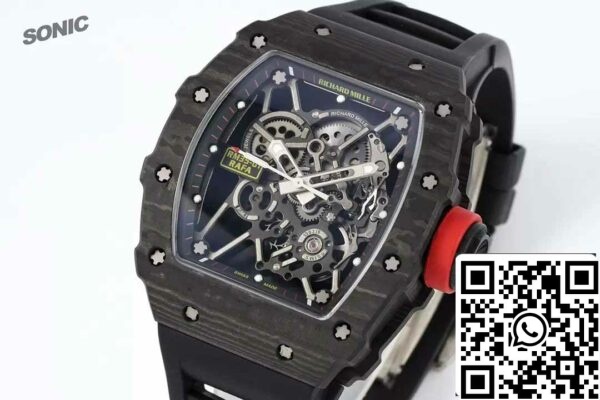 z5578289890201 172ba8a7a098e49acd92aa69ed264ac5 Richard Mille RM35-01 Sonic Factory 1:1 Best Edition Black Carbon NTPT Black Rubber Strap