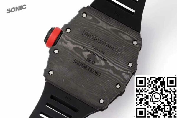 z5578290772598 6f8316a58bb9631935c848dcf77f1fcd Richard Mille RM35-01 Sonic Factory 1:1 Best Edition Black Carbon NTPT fekete gumiszíj