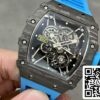 z5578291884173 0ca570e9fa72a917503e9947cb866719 Richard Mille RM35-01 Sonic Factory 1:1 Best Edition Черный карбон NTPT Синий резиновый ремешок