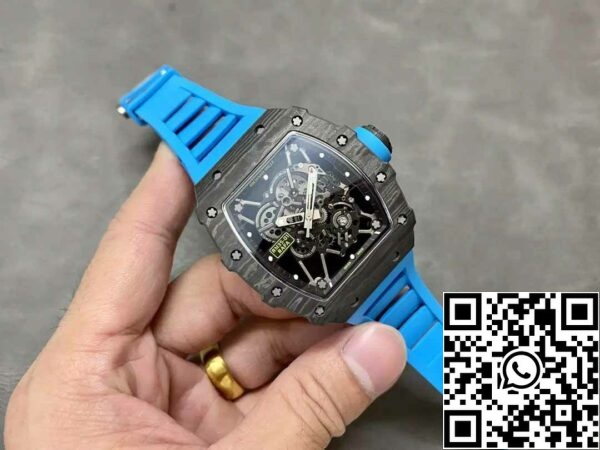 Z5578292747382 E1D71E4FE980899E0C2044BB120DB5D3 Richard Mille RM35-01 소닉 팩토리 1:1 베스트 에디션 블랙 카본 NTPT 블루 러버 스트랩