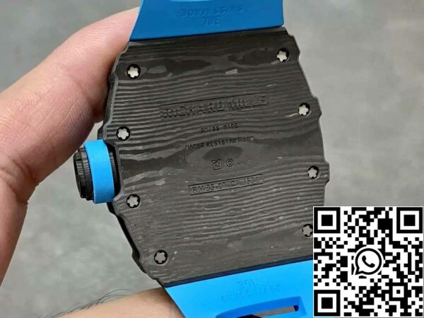 z5578293274106 88d6ffd6e135897f95237b46fcb62aa0 Richard Mille RM35-01 Sonic Factory 1:1 Best Edition Black Carbon NTPT Blue Rubber Strap