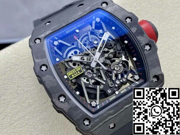 z5580695796602 5ffa8eb2fd4c1c9641cb6dd684e5563f Richard Mille RM035-02 T+ Factory 1:1 Best Edition Caixa em fibra de carbono Bracelete em borracha preta