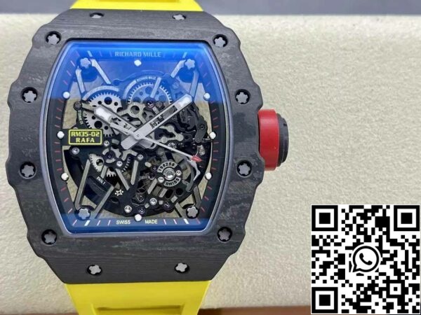 z5580697526372 0db4255a48e5dd249f38d8736af77227 Richard Mille RM035-02 T+ Factory 1:1 Best Edition Корпус из углеродного волокна Желтый резиновый ремешок (цена)