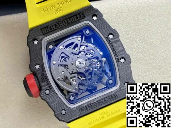 z5580697833579 04a5853aeeef59e03801128e509b5646 Richard Mille RM035-02 T+ Factory 1:1 Best Edition Корпус из углеродного волокна Желтый резиновый ремешок (цена)