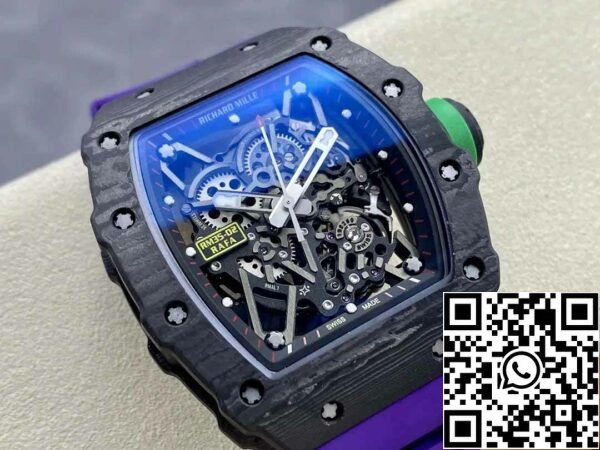 Z5580698042199 5FBCB70CEB45A007DB1FB3B673C789D2 Richard Mille RM035-02 T+ Factory 1:1 베스트 에디션 카본 파이버 케이스 퍼플 러버 스트랩