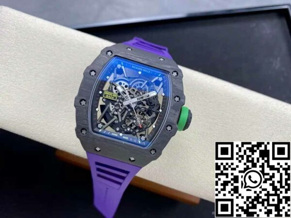 z5580698201018 9ad6dc34c80c14eafdafe05455dbf38d Richard Mille RM035-02 T+ Factory 1:1 Best Edition Carbon Fiber Case Purple Rubber Strap