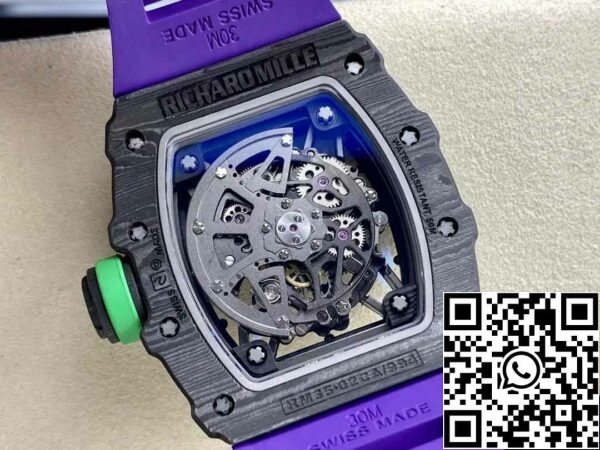 z5580698345100 c9d07c3f51adf2ba3376ed46f5945bed Richard Mille RM035-02 T+ Фабрика 1:1 Най-добро издание Случай от въглеродни влакна Лилава каучукова каишка