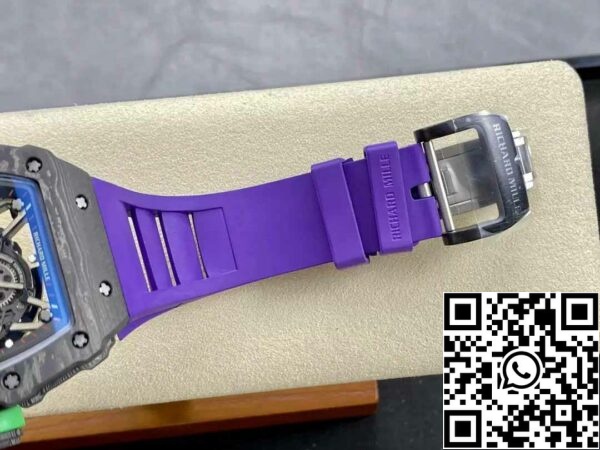 Z5580698379986 B1070B714C38BD20C8275AA5E5D17670 Richard Mille RM035-02 T+ Factory 1:1 베스트 에디션 탄소 섬유 케이스 퍼플 러버 스트랩