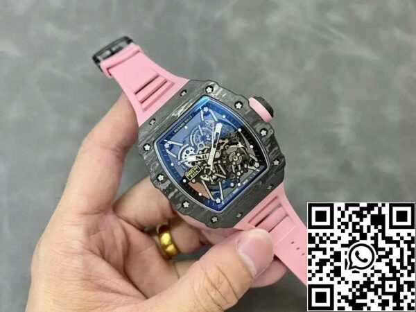 z5580698624950 17b00ace5e59ee48d0a43a47d18362eb Richard Mille RM035-02 T+ Factory 1:1 Best Edition Kohlefasergehäuse Rosa Gummiband