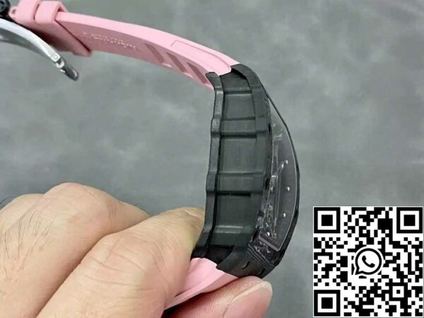 z5580698678045 d42aad26bdeb22070583a001fd1880ed Richard Mille RM035-02 T+ Factory 1:1 Best Edition Carbon Fiber Case Pink Rubber Strap