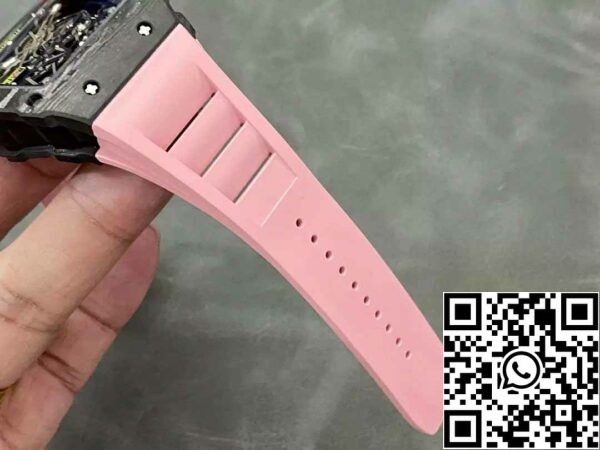 z5580698855975 0cb71788aeac316113e1ea73d337c167 Richard Mille RM035-02 T+ Factory 1:1 Best Edition Carbon Fiber Case Pink Rubber Strap